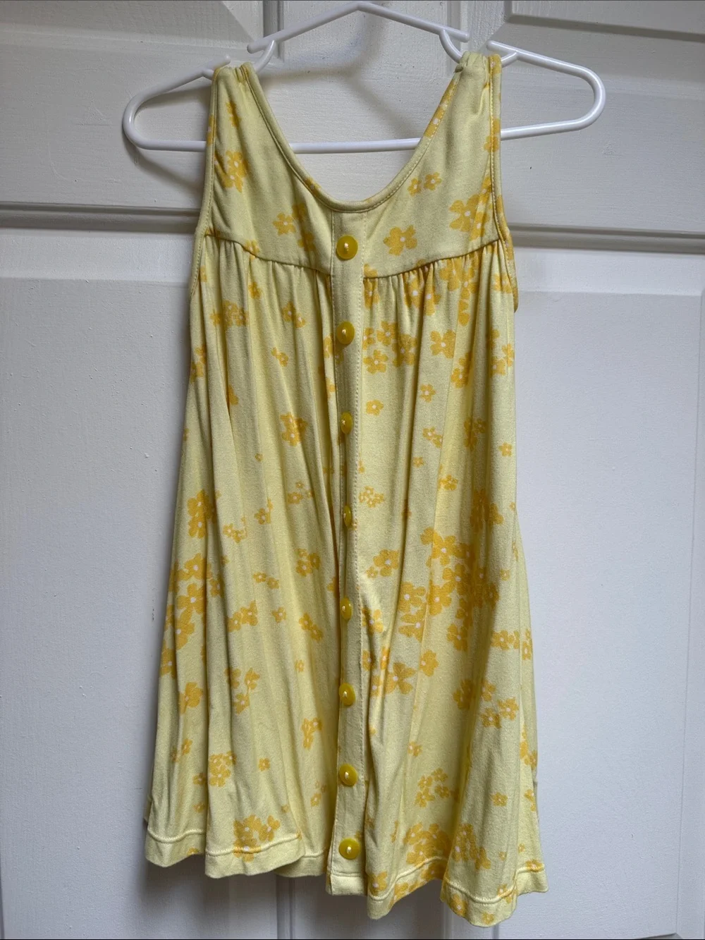 OMI JO 4T Pockets Yellow Floral Faux Button Detail A Line Tank Dress Girls WDW